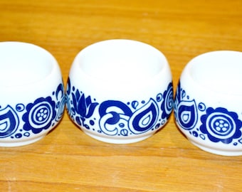 70s vintage porcelain egg cup by Melitta special decor white/blue flowers retro mid century shabby chic country style