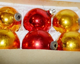Lot de 12 boules de Noël vintage en verre coloré, style rétro années 1950, Père Noël, style shabby chic et champêtre. - France