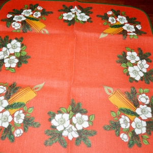 Kleine Vintage Weihnachts TischDecke Mitteldecke 64x64cm Jute 70er Jahre   Mid Century  Retro Seventies