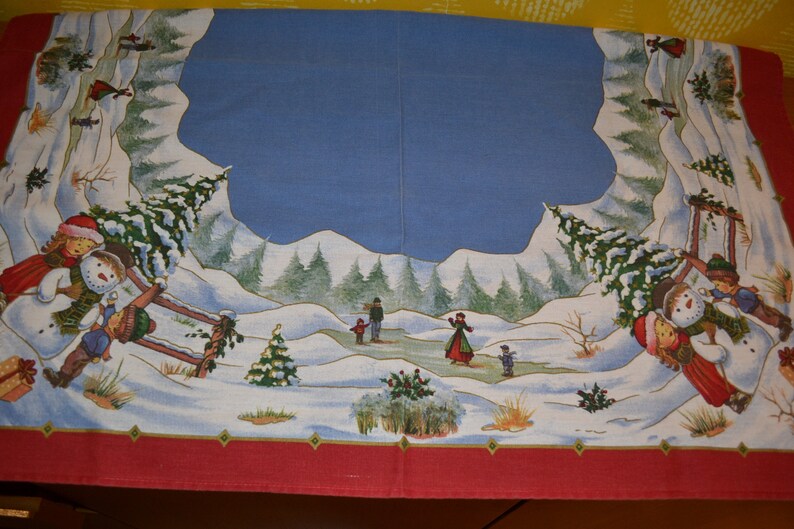 Vintage Christmas Blanket From the 70s Middle Blanket 80x80 Tablecloth