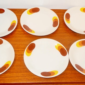 70s Vintage Porcelain Tableware Set Soup Plate Decor Brown Orange Yellow Seltmann Weiden Teacup Saucer Cake Plate Set