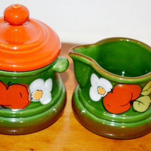 70s Vintage Ceramic Milk and Sugar Set by Zeller Keramik Retro Mid Century Shabby Chic Country Style