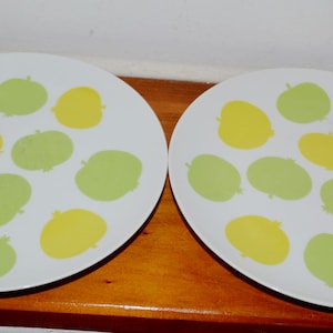 70s Vintage Porcelain Tableware CAKE PLATE Set by Melitta Seventies White/Green Retro Mid Century Shabby Chic Country Style