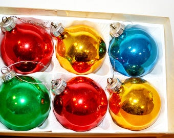 Lot de 5 boules anciennes de Nöel en verre - Décoration