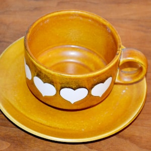 70s vintage ceramic tableware tea set with plate decor brown / white by Wächtersbach / Waechtersbach tea cup saucer set