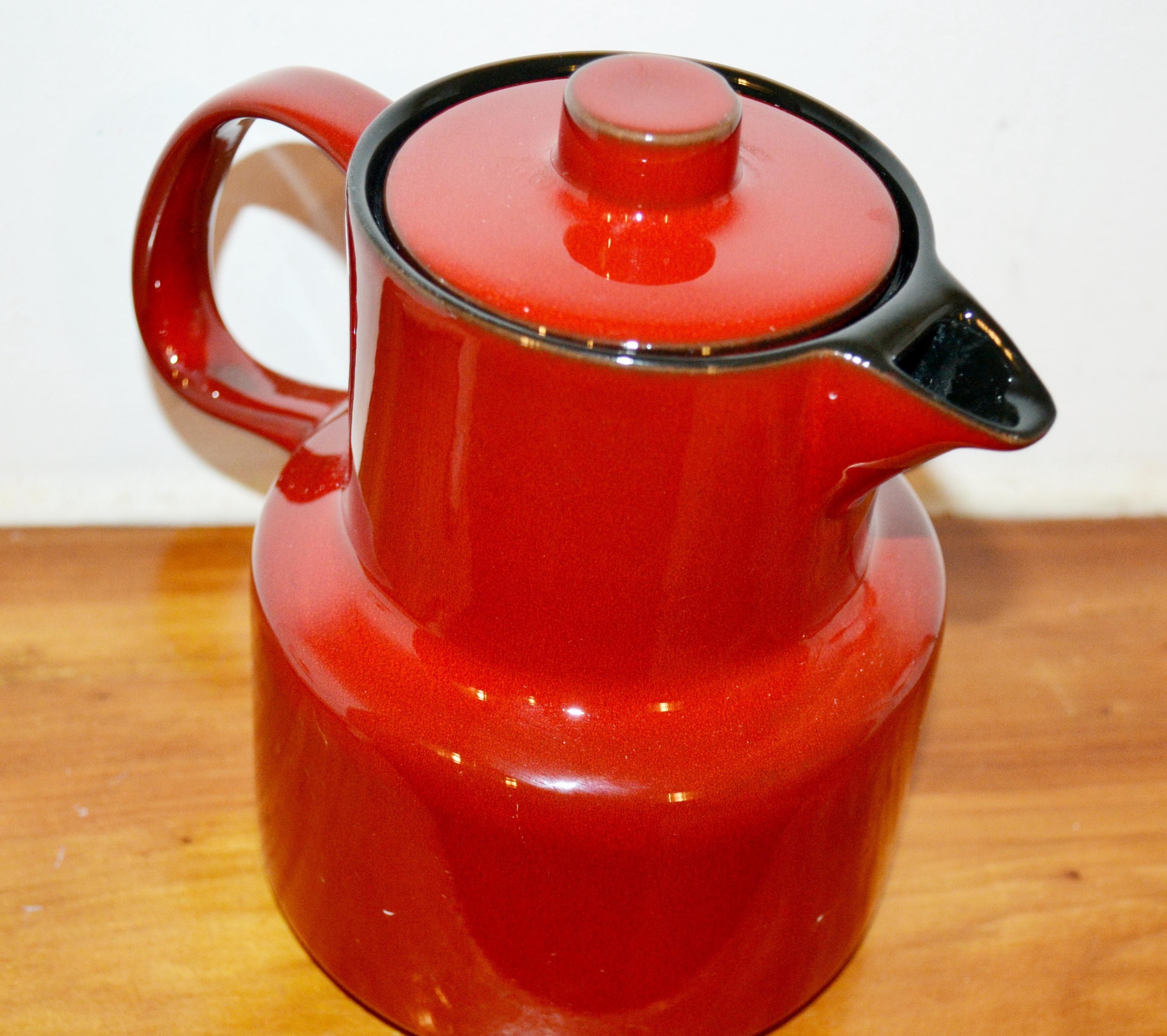 Schönes Vintage Keramik Kaffeekanne Melitta Ceracron Rot 70er
