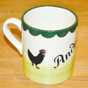 Vajilla vintage Hahn&Henne llamada Andreas BECHER Zeller Keramik gallo y gallina kip haan taza de café taza mokken mango taza Retro 70s