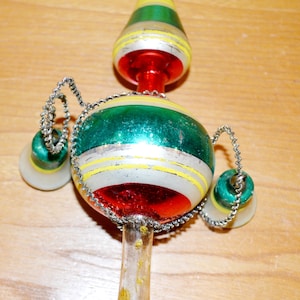Vintage Christmas tree topper glass 50s colorful tree topper retro Christmas Santa Mid Century Shabby Chic country style