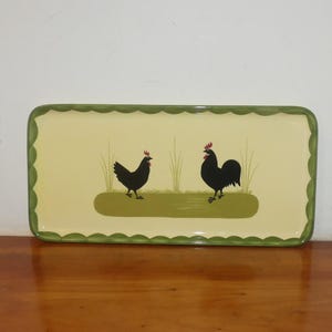 Vajilla vintage de loza Hahn&Henne PLATO PARA PASTEL (30 x 14 cm) Plato para pastel Kip Haan de Zeller Keramik con forma de gallo y gallina, apto para lavavajillas