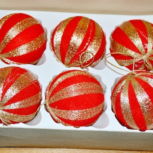 6x light plastic vintage Christmas balls 70s Retro Christmas Santa Mid Century Shabby Chic country style