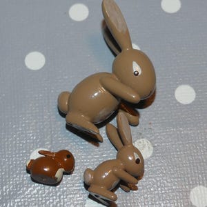 3x Figuras de Pascua de madera vintage Familia de conejos Ulbricht Decoración de Pascua Figura de conejo Decoración de Pascua en miniatura de madera Conejo de Pascua Pascua retro Erzgebirge