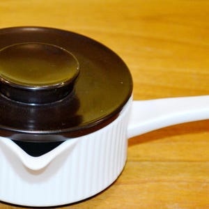 70s Vintage Ceramic Butter Pan with Lid by Thomas Tableware Flameproof Retro Mid Century Shabby Chic