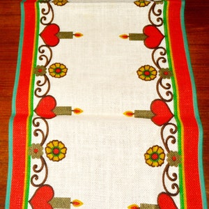 Vintage Christmas blanket/runner 70s jute 31 x 95 cm TABLE DECORATION Christmas