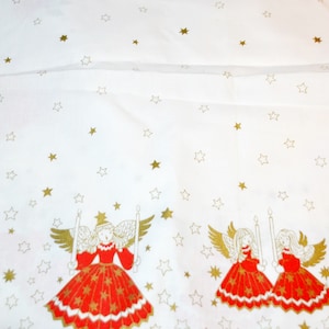 Vintage 70s Christmas blanket white/red 155 x 130 cm angel table decoration decoration X-mas Christmas tablecloth tablecloth shabby chic