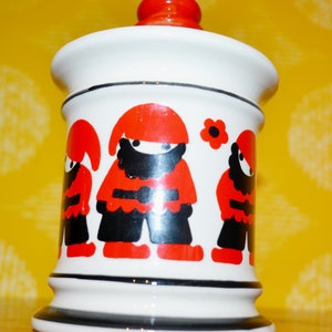 Vintage Christmas lid tin by Gallo Made in Italy White/Red 70s Retro Design Santa
