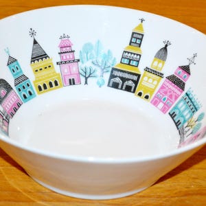 Beautiful vintage ceramic bowl by Melitta 70s white/colorful retro mid century shabby chic