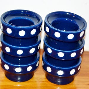Vintage Keramik Eierbecher von Wächtersbach/Waechtersbach Blau/Weiß Punkte Geschirr Landhausstil 70er Jahre Retro Mid Century