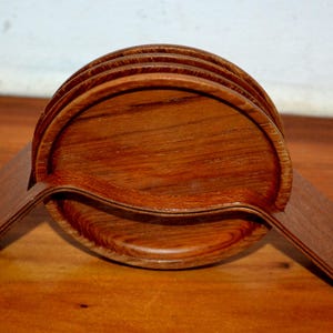 70s Vintage Teak Coaster with Box Retro Mid Century Shabby Chic Danish Design