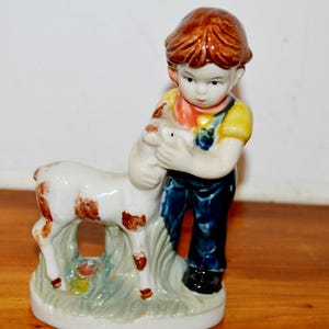 Small vintage porcelain figure decoration 50s retro mid century shabby chic country style