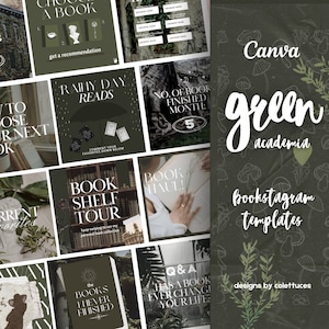 Green Academia Bookstagram Template Bundle, Bookstagram Posts, Stories, and Highlight Covers  Bookish Canva Templates for Instagram