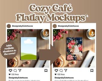 Cozy Cafe Book Cover Mockups: Canva Bookstagram Templates