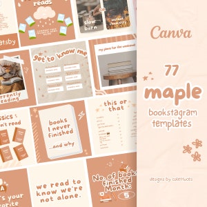 Maple Bookstagram Templates for Instagram, Instagram Template Bundle, Bookstagram Editable Templates for Instagram