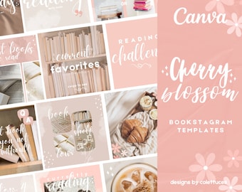 Bookish Spring Bookstagram Canva Templates for Instagram, Instagram Template Bundle, Spring Bookstagram Editable Templates for Instagram