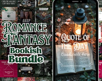 Paquete Bookstagram de romance, fantasía y novelas románticas: 275 plantillas, publicaciones, maquetas, historias, portadas y carretes.