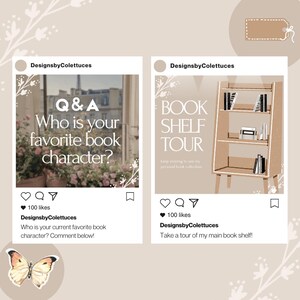Light Academia Bookstagram Templates: Instagram Bundle (Portrait & Square) image 3