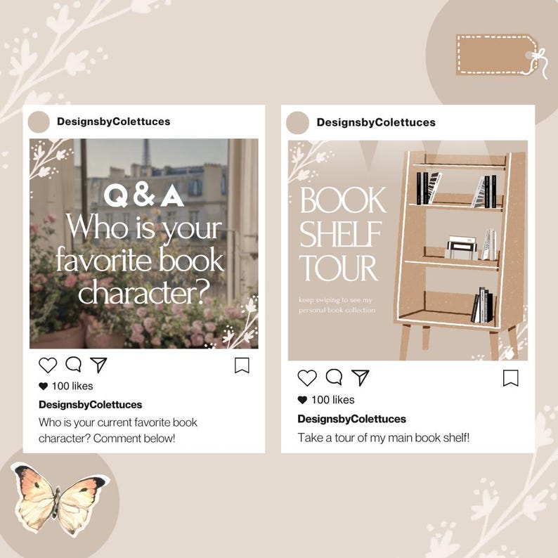 Light Academia Bookstagram Templates: Instagram Bundle (Portrait & Square) image 3