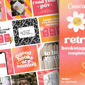 88 Colorful Bookstagram Bookish Canva Templates for Instagram, Instagram Template Bundle, Bookstagram Editable Templates for Instagram