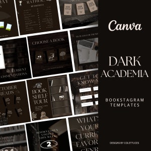 103 Dark Academia Bookstagram Bookish Canva Templates for Instagram, Instagram Template Bundle, Bookstagram Editable Templates for Instagram