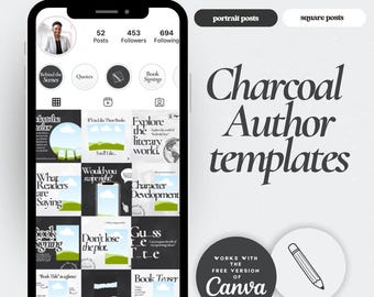 Charcoal Author Canva Templates: Bookstagram & Book Promotion
