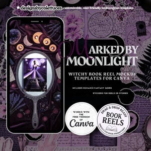 Marked by Moonlight | Witchy Book Reel Mockup Templates for Canva | Drag & Drop Video Backgrounds