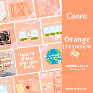 Orange Bookstagram Templates for Instagram, Instagram Template Bundle, Bookstagram Editable Templates for Instagram