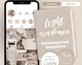 Light Academia Bookstagram Templates: Instagram Bundle (Portrait & Square)