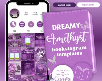 115 Dreamy Amethyst Canva Bookstagram Templates, DesignsbyColettuces