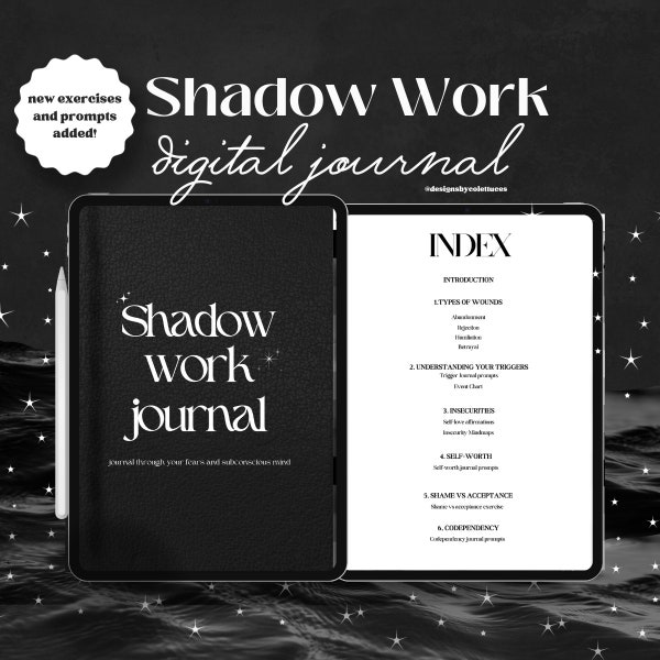 Digital Shadow Work Journal, Shadow Work Journal with Prompts and Activities, Spiritual Therapy Goodnotes Journal |  70+ Prompts & Exercises