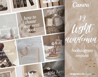 89 plantillas de Bookstagram de Light Academia para Instagram, paquete de plantillas de Instagram, plantillas editables de Bookstagram para Instagram