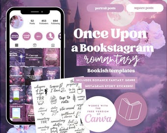 125 Once Upon a Bookstagram Romance Fantasy Canva Bookstagram Templates, DesignsbyColettuces