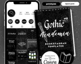 Gothic Academia Bookstagram Templates: Instagram & Story (Canva)