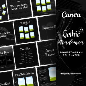 Gothic Academia Templates for Instagram, Instagram Template Bundle, Bookstagram Editable Templates for Instagram