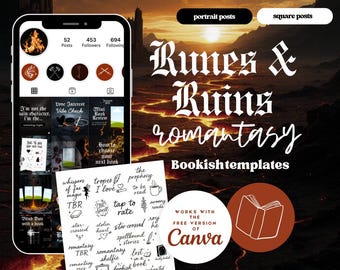 125 Runes & Ruin Romance Fantasy Canva Bookstagram Templates, DesignsbyColettuces