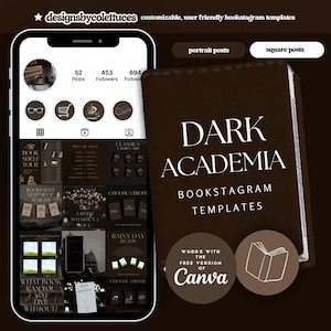 103 plantillas de Bookstagram de Dark Academia Plantillas de libros, paquete de plantillas de Instagram, plantillas editables de Bookstagram para Instagram