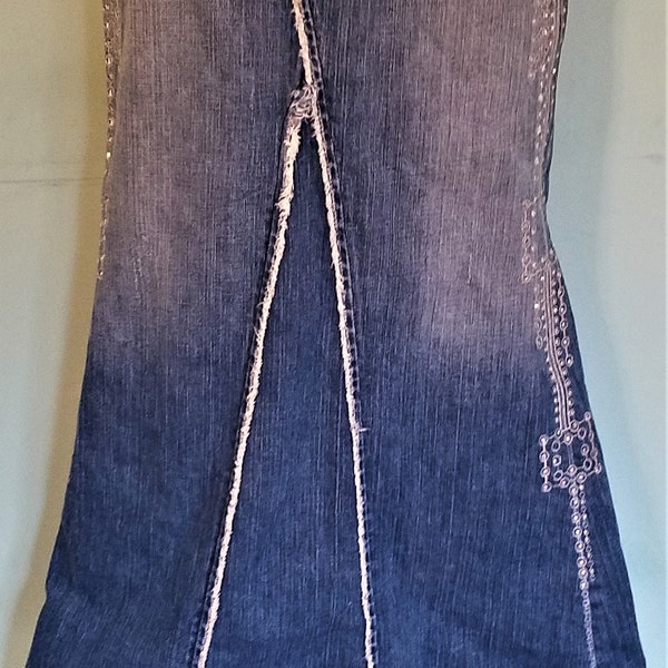 Allen B Schwartz, ABS Denim Skirt Mermaid Rhinestones Size 29