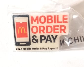 McDonalds Mobile Order & Pay Expert Lapel Hat Tie Pin Souvenir NIB 1267