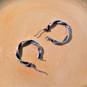 Silver Tone Twisted Pierced Hoop Earrings
