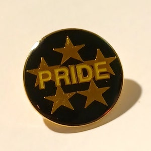 Pride Gold Tone Black Enamel Five Stars Lapel Hat Tie Pin Souvenir 0444