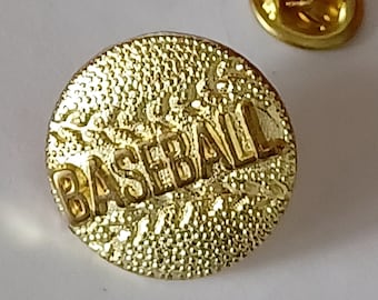 Baseball Gold Tone Ball Shaped Round Lapel Hat Tie Pin Souvenir 1083