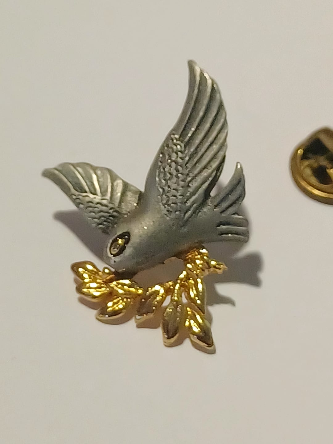 Pewter Tone Dove Gold Olive Branch Lapel Hat Tie Pin Souvenir 1708 - Etsy